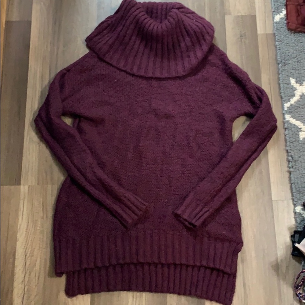 WINE COWL NECK TUNIC SWEATER